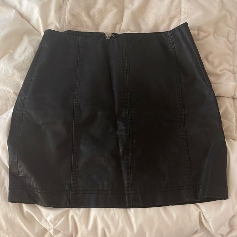 Free people mini leather skirt with seams